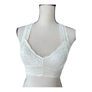 Free People Intimately Lace Gallon Lace Racerback Bralette - Cream Size S